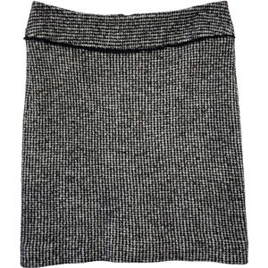 Ann Taylor Woman’s black white print wool blend pencil skirt size 2